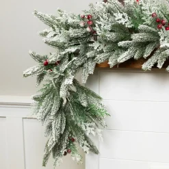 Clearance Real Touch™? Flocked Wind River Fir with Berries Artificial Christmas Garland - 7' x 12