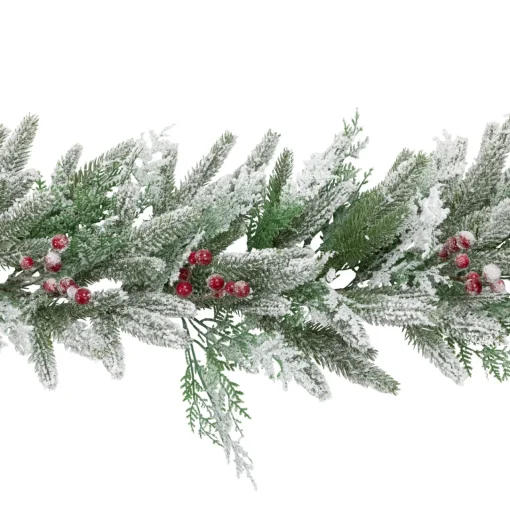Clearance Real Touch™? Flocked Wind River Fir with Berries Artificial Christmas Garland - 7' x 12" - Unlit Unlit