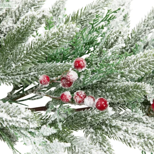 Clearance Real Touch™? Flocked Wind River Fir with Berries Artificial Christmas Garland - 7' x 12" - Unlit Unlit