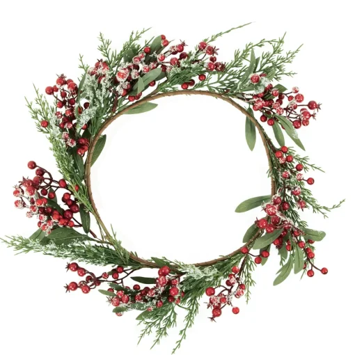 Best Real Touch™? Frosted Berries and Pine Artificial Christmas Wreath - 18" - Unlit Unlit