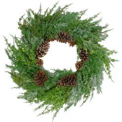 Real Touch™? Frosted Cedar and Pinecone Artificial Christmas Wreath - 26" - Unlit Unlit