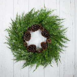 Real Touch™? Frosted Cedar and Pinecone Artificial Christmas Wreath - 26" - Unlit Unlit