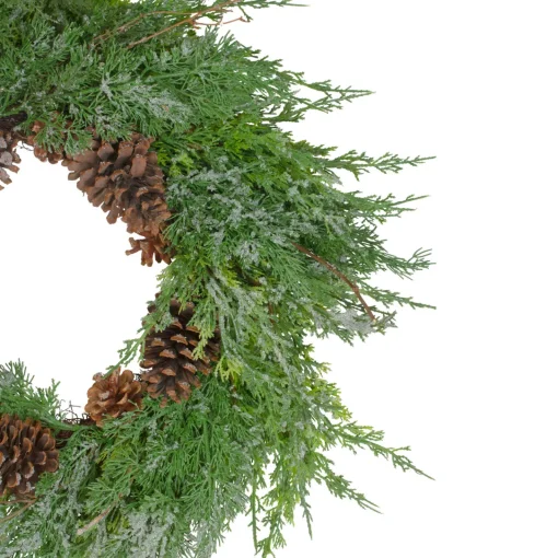 Real Touch™? Frosted Cedar and Pinecone Artificial Christmas Wreath - 26" - Unlit Unlit