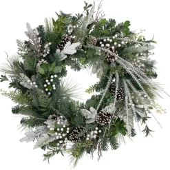 Outlet Real Touch™? Frosted Pinecones and Berries Christmas Wreath - 36" - Unlit Pre Decorated