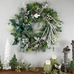 Outlet Real Touch™? Frosted Pinecones and Berries Christmas Wreath - 36" - Unlit Pre Decorated