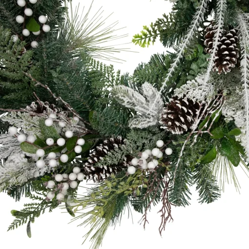 Outlet Real Touch™? Frosted Pinecones and Berries Christmas Wreath - 36" - Unlit Pre Decorated