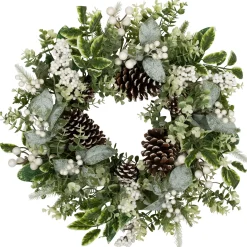 Sale Real Touch™? Frosted Pinecones and Berries Artificial Christmas Wreath - 24" - Unlit Unlit