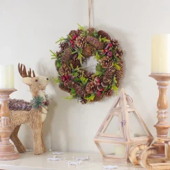 Outlet Real Touch™? Glittered Pine and Pinecone Artificial Christmas Wreath - 13" - Unlit Unlit
