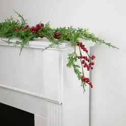 Clearance Real Touch™? Iced Berries and Pine Artificial Christmas Garland - 5' x 10" - Unlit Unlit