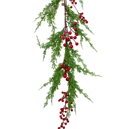 Clearance Real Touch™? Iced Berries and Pine Artificial Christmas Garland - 5' x 10" - Unlit Unlit