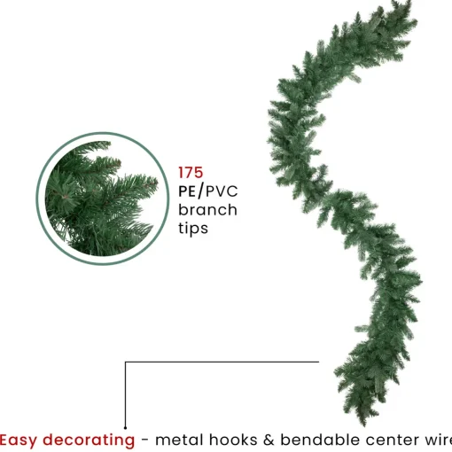 Hot Real Touch™? Mixed Eden Pine Artificial Christmas Garland - Unlit - 9' x 12" Unlit