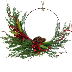 Hot Real Touch™? Mixed Greenery and Berries Artificial Christmas Wreath - 18" - Unlit Pre Decorated
