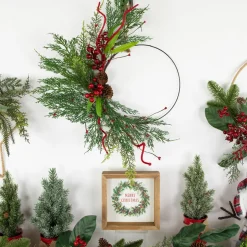 Hot Real Touch™? Mixed Greenery and Berries Artificial Christmas Wreath - 18" - Unlit Pre Decorated