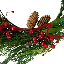 Hot Real Touch™? Mixed Greenery and Berries Artificial Christmas Wreath - 18