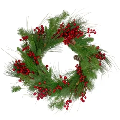 Sale Real Touch™? Mixed Pine and Berry Artificial Christmas Wreath - 24" - Unlit Unlit