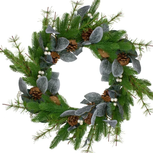 Online Real Touch™? Mixed Pine White Berries and Pinecones Artificial Christmas Wreath - 24" - Unlit Unlit