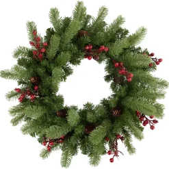 Sale Real Touch™? Noble Fir with Berries Artificial Christmas Wreath - Unlit - 24" Unlit