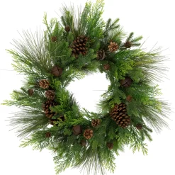 Clearance Real Touch™? Pinecones and Jingle Bells Artificial Christmas Wreath - 26" - Unlit Pre Decorated