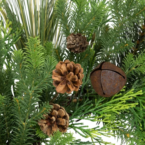 Clearance Real Touch™? Pinecones and Jingle Bells Artificial Christmas Wreath - 26" - Unlit Pre Decorated