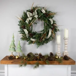 Hot Real Touch™? Pre-Lit Blue Spruce Artificial Christmas Wreath - 48" - Clear Lights Pre Lit