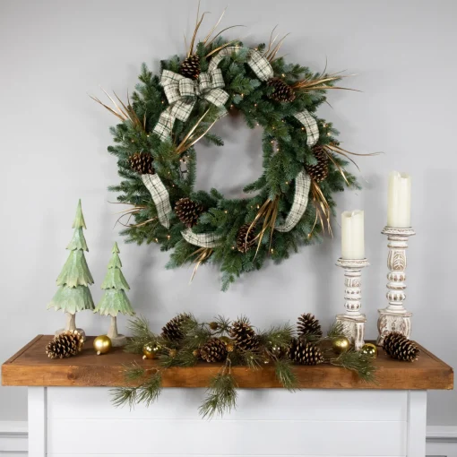 Hot Real Touch™? Pre-Lit Blue Spruce Artificial Christmas Wreath - 48" - Clear Lights Pre Lit