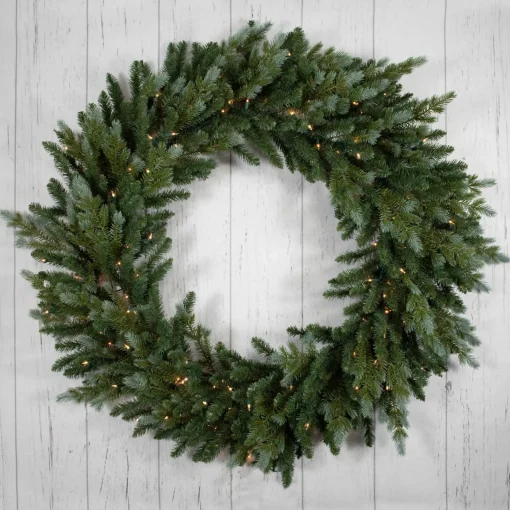 Hot Real Touch™? Pre-Lit Blue Spruce Artificial Christmas Wreath - 48" - Clear Lights Pre Lit