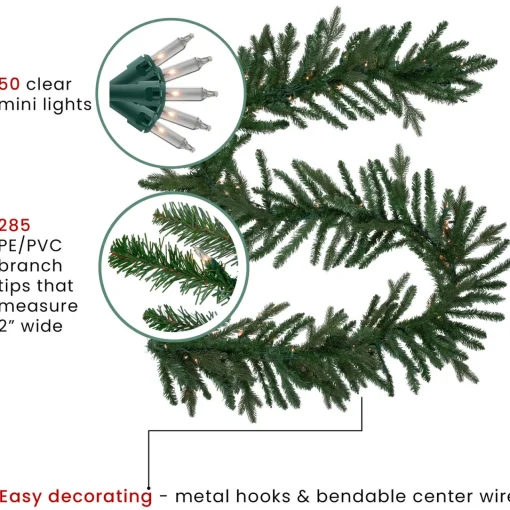 Real Touch™ Pre-Lit Grande Spruce Artificial Christmas Garland - 9' x 14" - Clear Lights Pre Lit