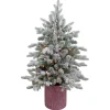 Best Real Touch™? Pre-Lit Medium Saratoga Spruce Flocked Artificial Potted Christmas Tree 4' - Clear Lights Potted