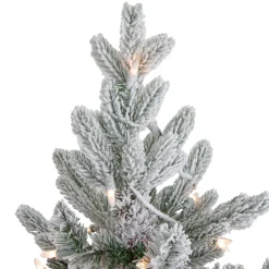 Best Real Touch™? Pre-Lit Medium Saratoga Spruce Flocked Artificial Potted Christmas Tree 4' - Clear Lights Potted