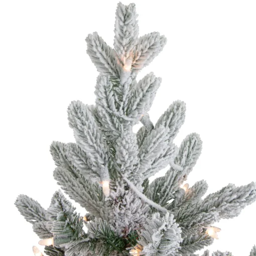 Best Real Touch™? Pre-Lit Medium Saratoga Spruce Flocked Artificial Potted Christmas Tree 4' - Clear Lights Potted