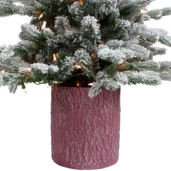 Best Real Touch™? Pre-Lit Medium Saratoga Spruce Flocked Artificial Potted Christmas Tree 4' - Clear Lights Potted
