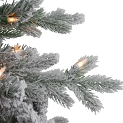 Best Real Touch™? Pre-Lit Medium Saratoga Spruce Flocked Artificial Potted Christmas Tree 4' - Clear Lights Potted