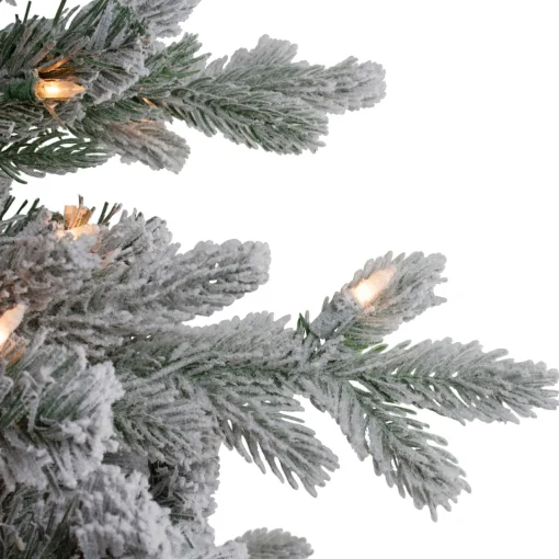 Best Real Touch™? Pre-Lit Medium Saratoga Spruce Flocked Artificial Potted Christmas Tree 4' - Clear Lights Potted