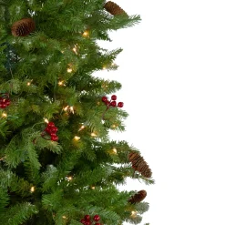 Clearance Real Touch™? Pre-Lit Medium Mixed Winter Berry Pine Artificial Christmas Tree - 6.5' - Clear Lights Pre-Lit