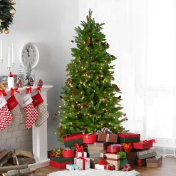 Real Touch™? Pre-Lit Medium Mixed Winter Berry Pine Artificial Christmas Tree - 7.5' - Clear Lights Pre-Lit