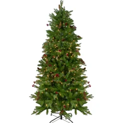 Real Touch™? Pre-Lit Medium Mixed Winter Berry Pine Artificial Christmas Tree - 7.5' - Clear Lights Pre-Lit