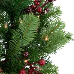 New Real Touch™? Pre-lit Noble Fir with Berries Artificial Christmas Wreath - 24