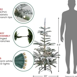 Real Touch™? Pre-Lit Nordmann Fir Flocked Artificial Christmas Tree - 4.5' - Warm Clear LED Lights Flocked