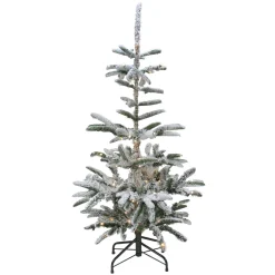 Hot Real Touch™? Pre-Lit Slim Flocked Nordmann Fir Artificial Christmas Tree - 6.5' - Warm Clear LED Lights Flocked
