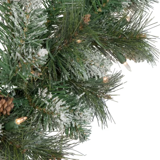 Clearance Real Touch™? Pre-lit Snow Valley Pine Artificial Christmas Garland - 9' x 10" - Clear Lights Frosted & Flocked