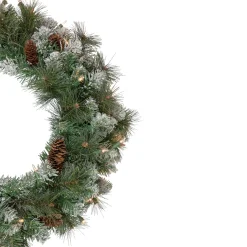Online Real Touch™? Pre-Lit Snow Valley Pine Artificial Christmas Wreath - 24" - Clear Lights Frosted