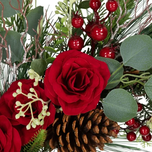 Sale Real Touch™? Roses and Berries Artificial Christmas Wreath - 30" - Unlit Unlit