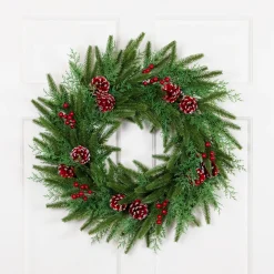 Clearance Real Touch™? Wind River Fir with Glittered Pinecones Artificial Christmas Wreath - 24" - Unlit Unlit