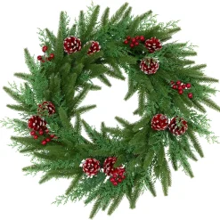 Clearance Real Touch™? Wind River Fir with Glittered Pinecones Artificial Christmas Wreath - 24" - Unlit Unlit
