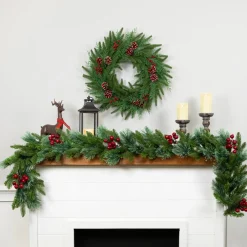 Clearance Real Touch™? Wind River Fir with Glittered Pinecones Artificial Christmas Wreath - 24