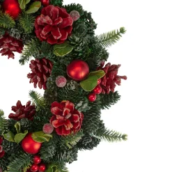 Sale Red Pine Cones and Ornaments Christmas Wreath, 13