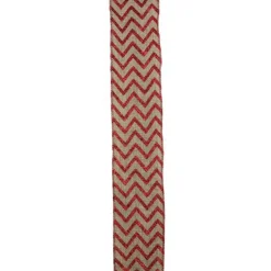 Red and Beige Chevron Wired Christmas Craft Ribbon 2.5" x 10 Yards Ribbons & Bows
