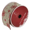 Red and Beige Snowflake Wired Christmas Craft Ribbon 2.5" x 10 Yards Ribbons & Bows