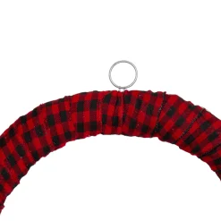 Discount Red and Black Buffalo Plaid and Berry Artificial Christmas Wreath - 24-Inch, Unlit Pre Decorated