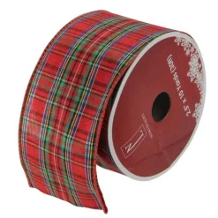Best Red and Blue Plaid Wired Christmas Craft Ribbon 2.5" x 10 Yards Ribbons & Bows